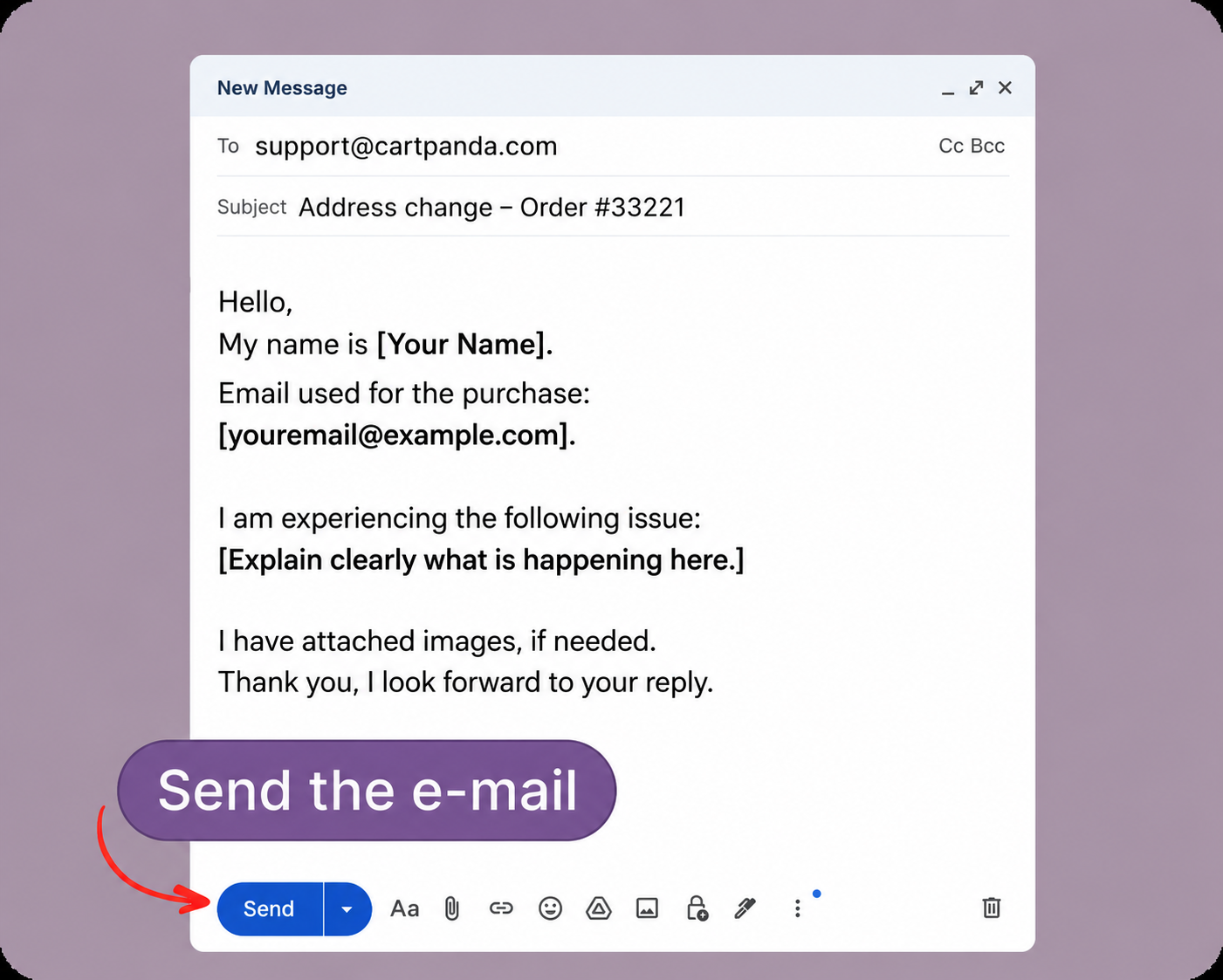 Screenshot showing send button