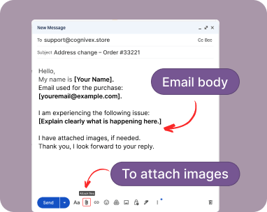 Screenshot showing email body